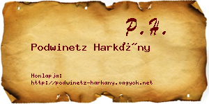 Podwinetz Harkány névjegykártya